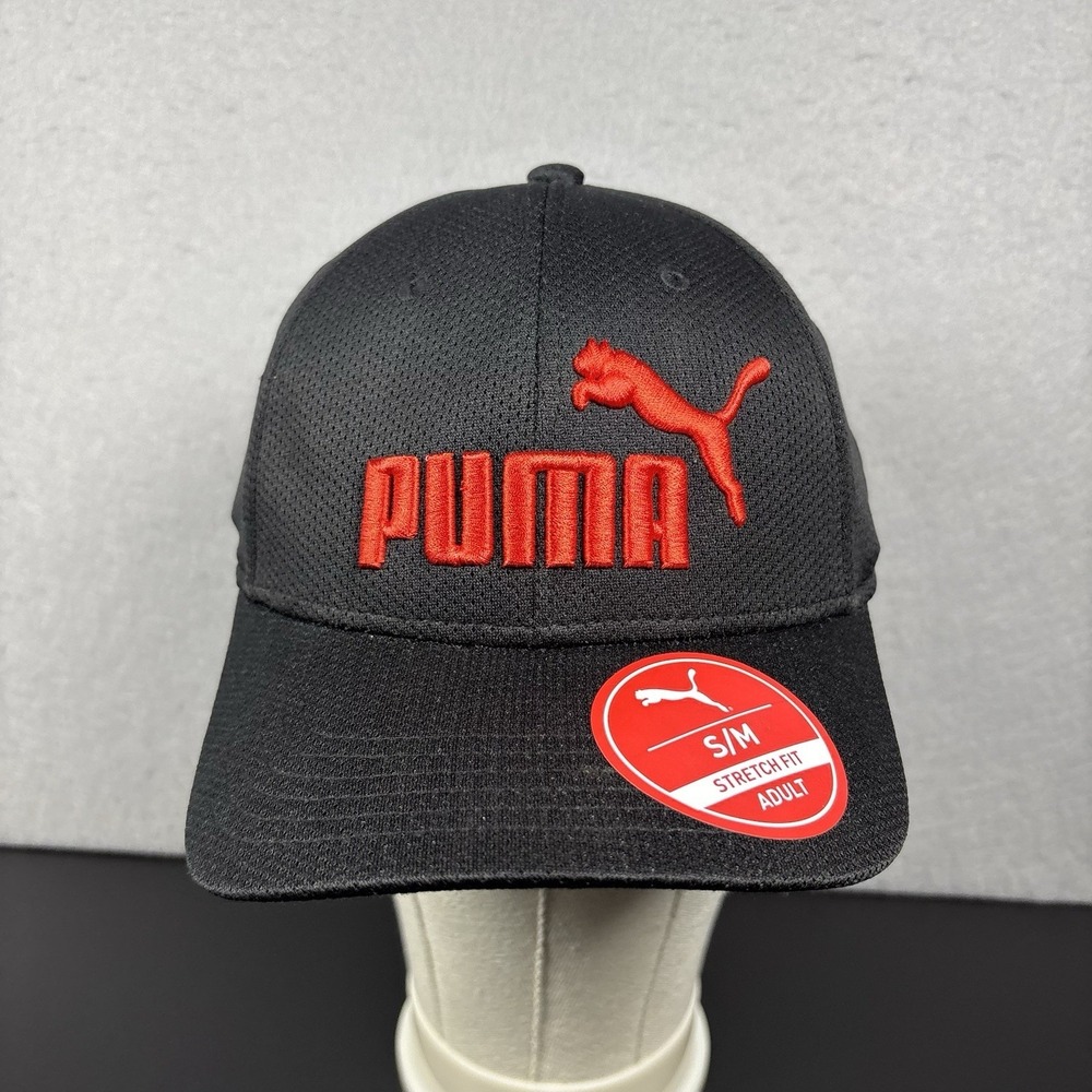 PUMA Men's Evercat Luke Stretch Fit Cap Red Black Adult Size S/M NWOT Hat